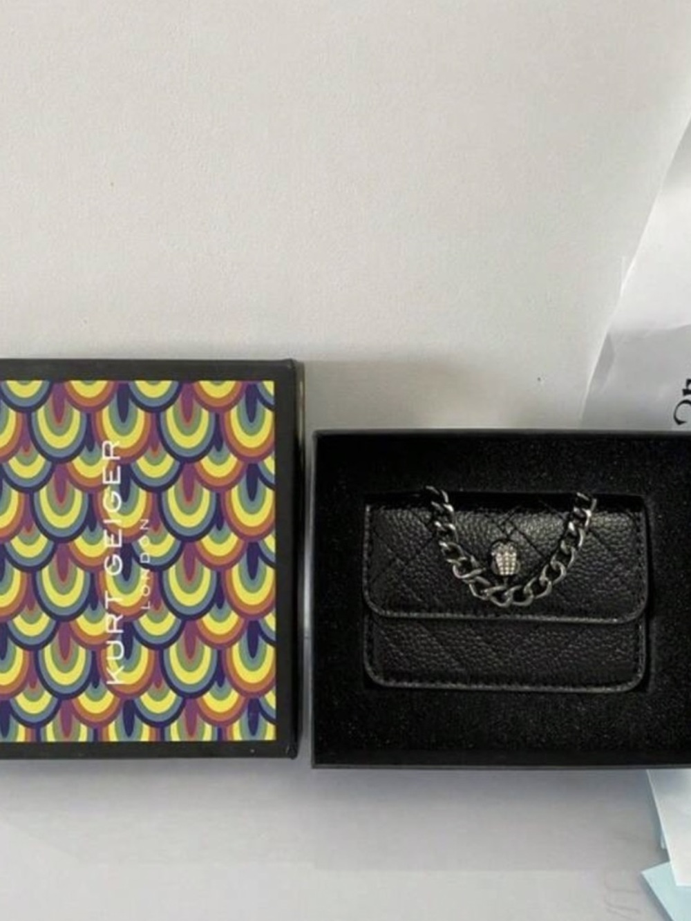 Kurt Geiger Black Quilted Micro Chain Wallet